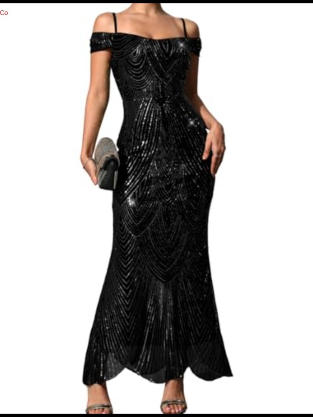 Kaei&Shi Sequin Off Shoulder Bodycon Long Prom Dress